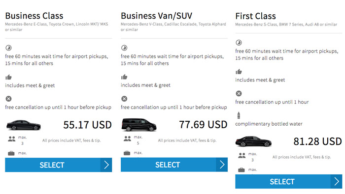 Blacklane pricing