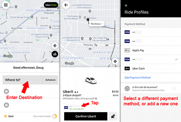 Every Uber Payment Method How To Select Different Credit Cards Ridesharing Driver