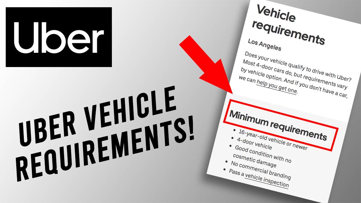 Uber logo with text that says "uber vehicle requirements"