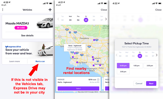 How to find Lyft rental options in the Driver app