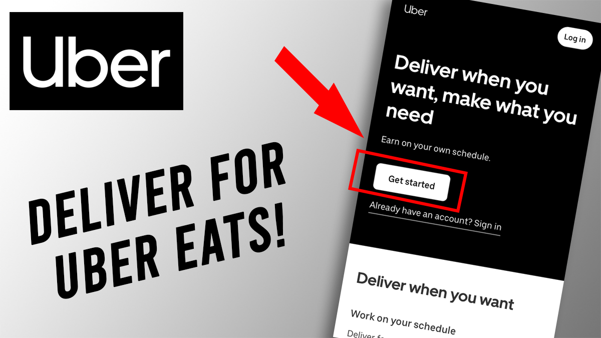 Uber app logo with text 'deliver for uber eats'