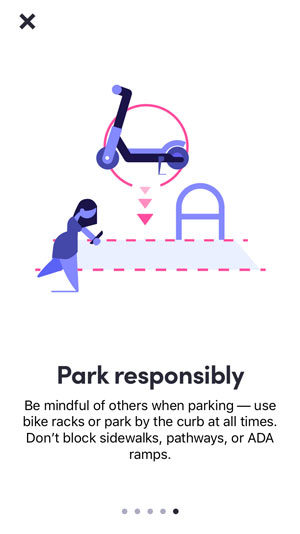 Lyft app instructions on parking a scooter