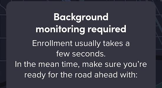 a message from lyft that says 'background monitoring required'