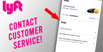 Lyft logo with text that says 'contact customer service!'