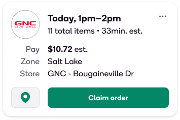 Shipt order for $10.72, 11 items