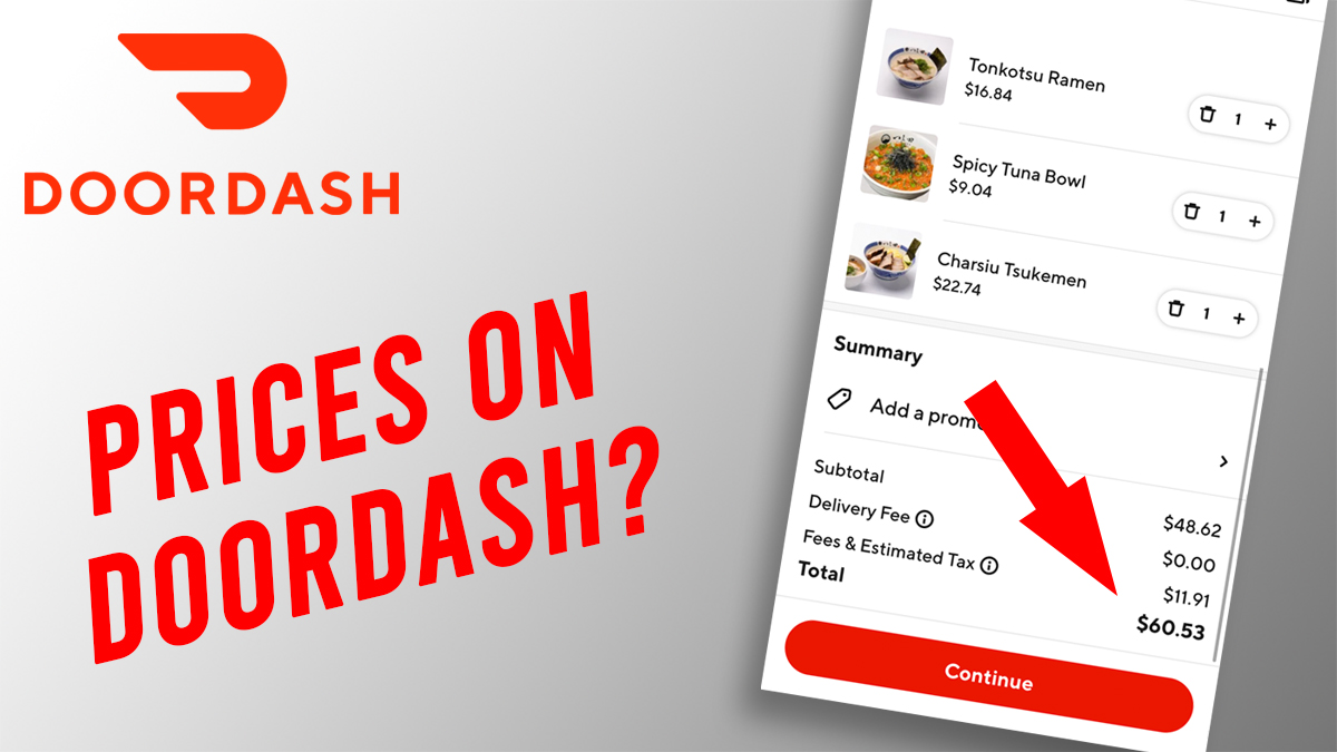 doordash logo with text that says 'prices on doordash'