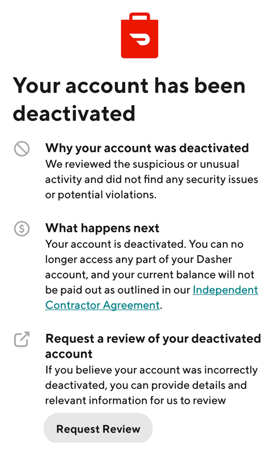 DoorDash Deactivation Support