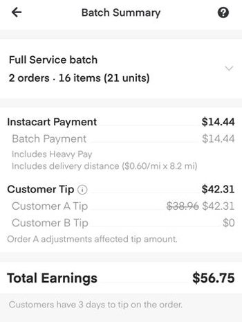 a double batch payout with one high tip and one low tip