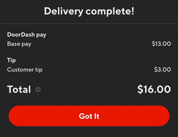 a doordash order with $13 base pay