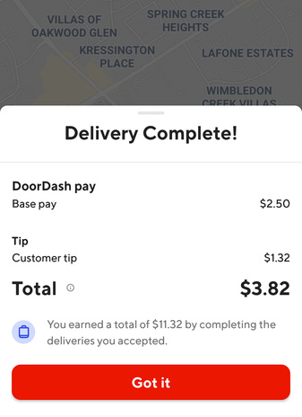 a doordash order payout of only $3.82