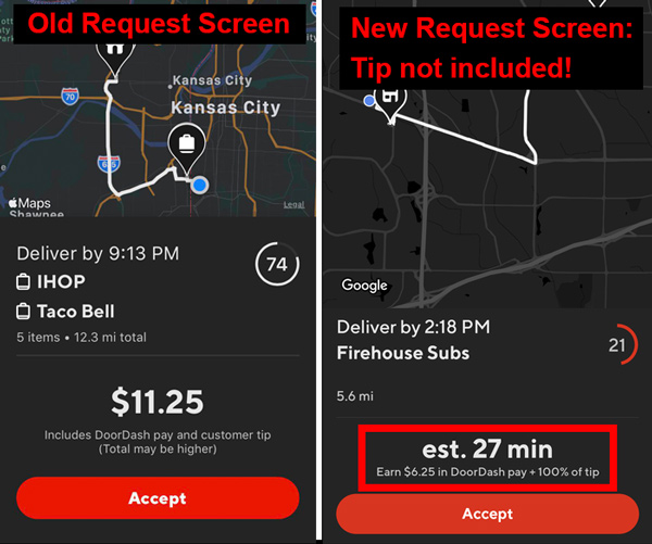 DoorDash is Testing New Order Offers for Drivers. Tip Not Included