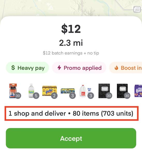 an instacart order for $12 that has 700 items