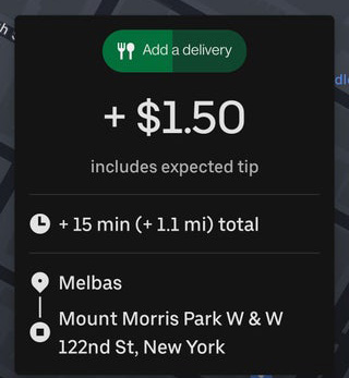 An order on Uber Eats that pays only $1.50