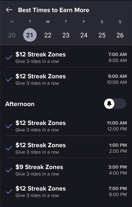 a list of streak zone offers for $9 and $12