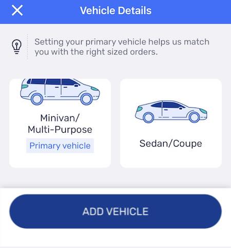 option in spark to choose a minivan or sedan
