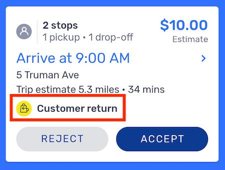 a customer return order on spark for $10