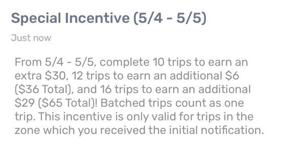 A spak incentive offering a $30 bonus for 10 trips
