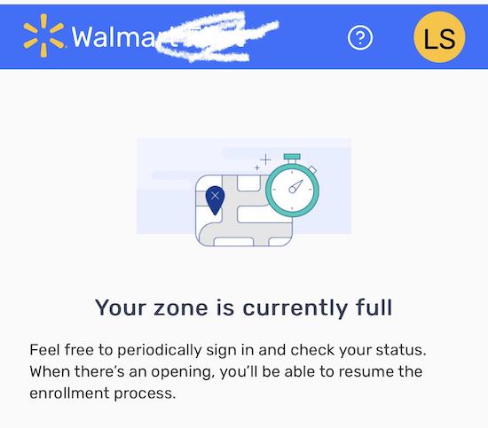 a message from spark that says a zone is too full for new drivers