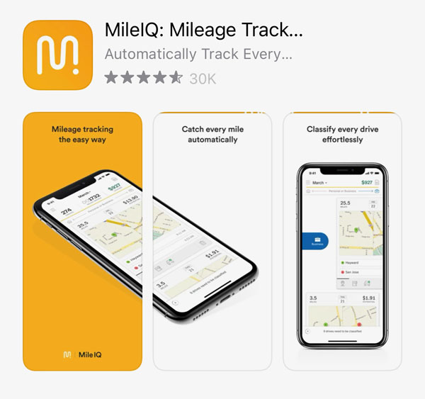 App store listing for the MileIQ app