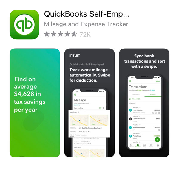 App store listing for Quickbooks Self-Employed
