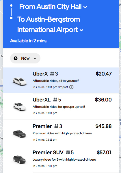 List of Uber prices, UberX is cheaper than Uber Premier