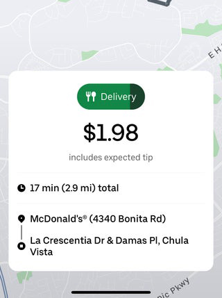 Uber eats delivery offer for only $1.98