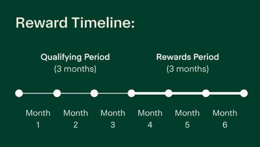 Cart star timeline showing a qualifying period of 3 months, then a 3 month reward period
