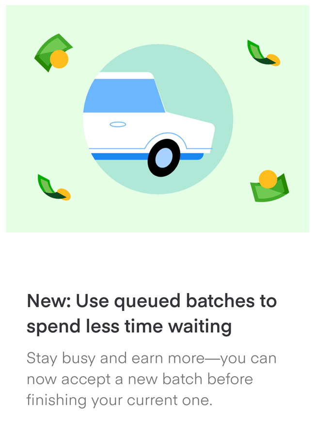 announcement from instacart about queued batches