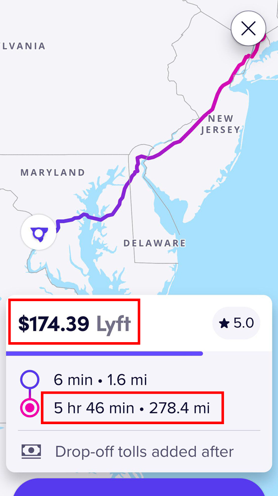 A 5-hour ride for only $174