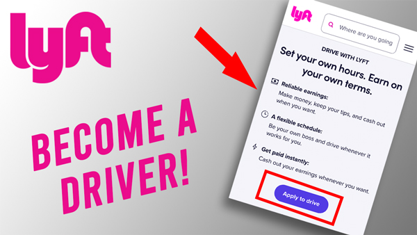 Lyft logo with text beneath that says 'become a driver'