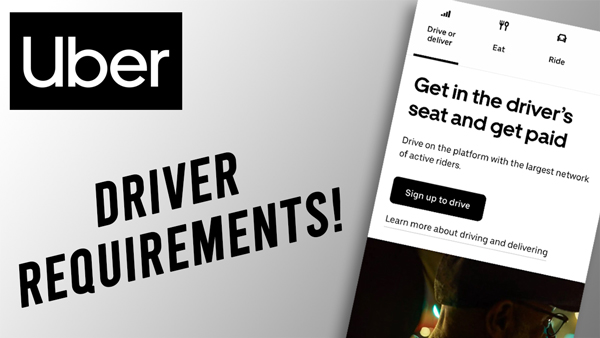 Uber logo with text beneath that says 'driver requirements'