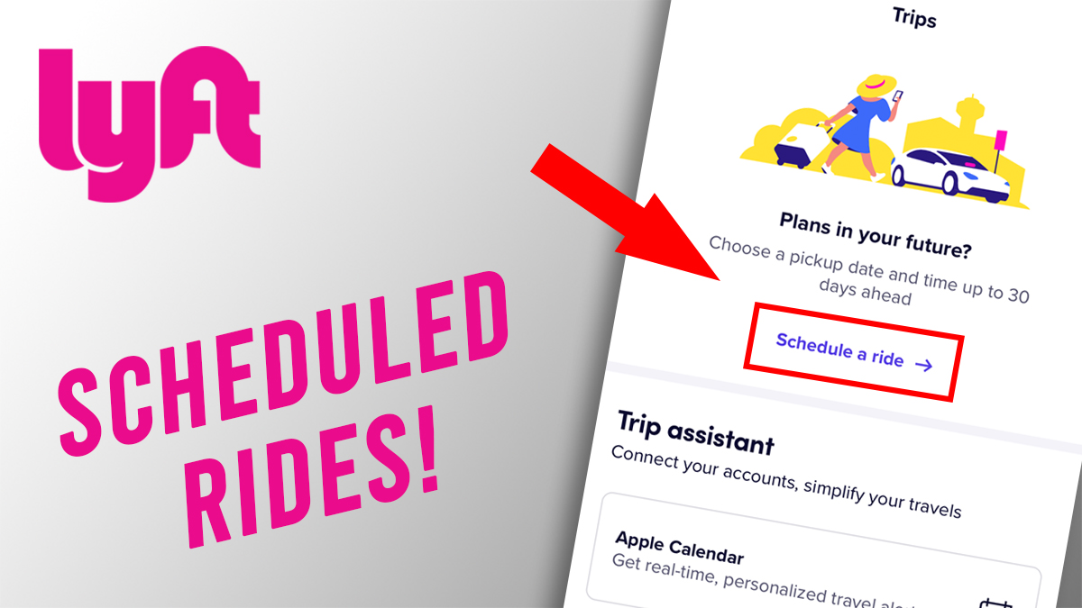 Lyft logo with text that says 'scheduled rides'