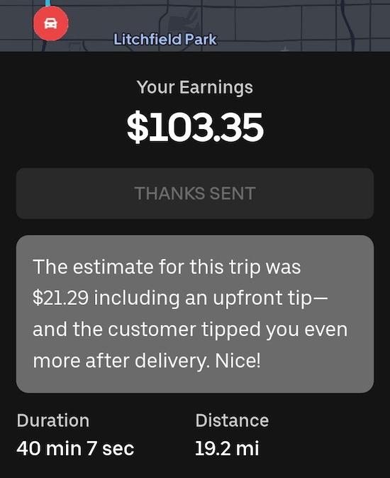 A $90 tip for an uber eats driver