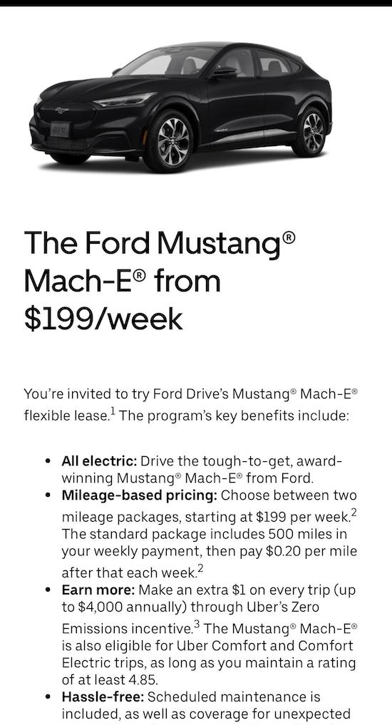 listing for the mustang mach-e lease