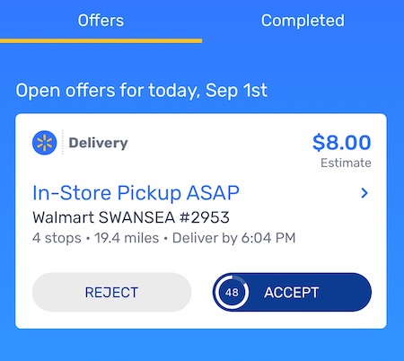 a spark order that pays $8 for 4 stops