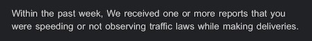 report from amazon about unsafe driving